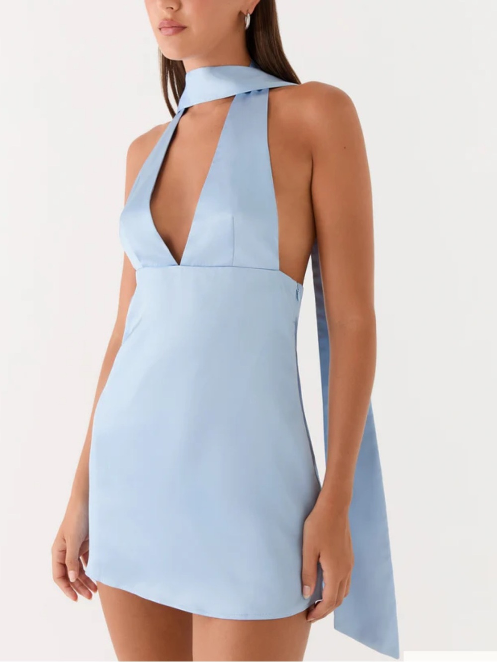 NWT Peppermayo Alicia Satin Halter Mini Dress Size 4 - Picture 4 of 8